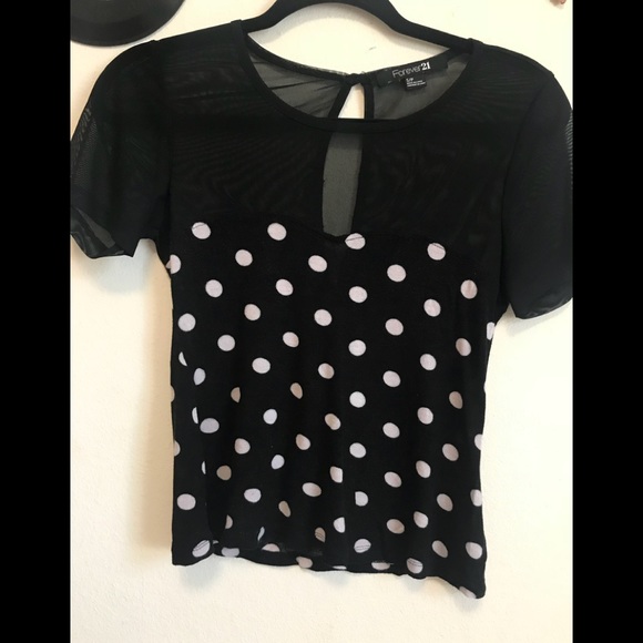 Forever 21 back and white polar dot top - Picture 2 of 3